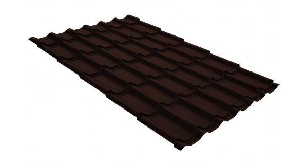 Металлочерепица классик GL 0,5 GreenCoat Pural Matt RR 887 шоколадно-коричневый (RAL 8017 шоколад) купить в Владимире
