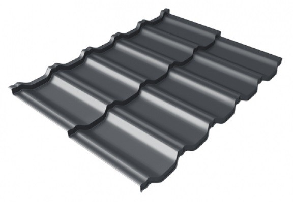 Металлочерепица модульная Квинта Uno Grand Line c 3D резом 0,5 Satin Мatt RAL 7024 мокрый асфальт купить в Владимире