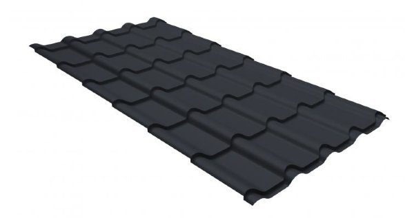 Металлочерепица камея GL 0,5 GreenCoat Pural RR 23 темно-серый (RAL 7024 мокрый асфальт) купить в Владимире