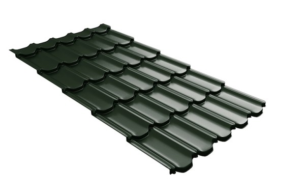 Металлочерепица квинта плюс с 3D резом 0,5 GreenСoat Pural Matt RR 11 темно-зеленый (RAL 6020 хромовая зелень) купить в Владимире