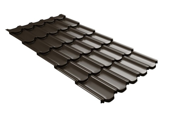 Металлочерепица квинта плюс с 3D резом 0,5 GreenСoat Pural Matt RR 32 темно-коричневый (RAL 8019 серо-коричневый) купить в Владимире