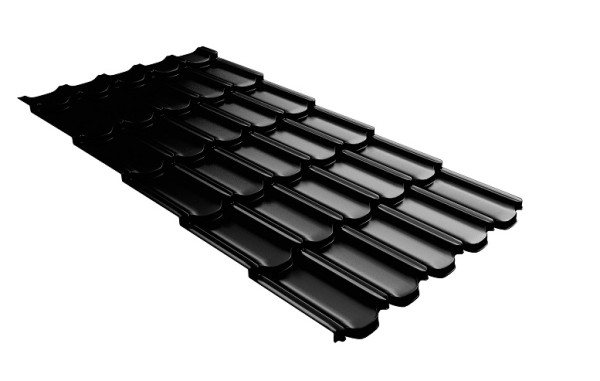 Металлочерепица квинта плюс с 3D резом 0,5 GreenСoat Pural Matt RR 33 черный (RAL 9005 черный) купить в Владимире