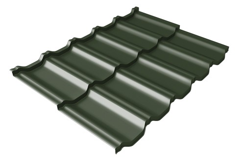 Металлочерепица модульная Квинта Uno Grand Line c 3D резом 0,5 GreenСoat Pural Matt RR 11 темно-зеленый (RAL 6020 хромовая зелень) купить в Владимире
