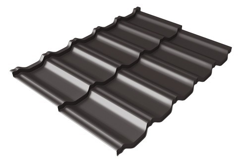 Металлочерепица модульная Квинта Uno Grand Line c 3D резом 0,5 GreenСoat Pural Matt RR 32 темно-коричневый (RAL 8019 серо-коричневый) купить в Владимире
