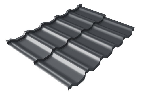Металлочерепица модульная Квинта Uno Grand Line c 3D резом 0,45 Drap RAL 7024 мокрый асфальт купить в Владимире