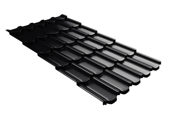 Металлочерепица квинта плюс с 3D резом 0,5 Satin Мatt RAL 9005 черный купить в Владимире