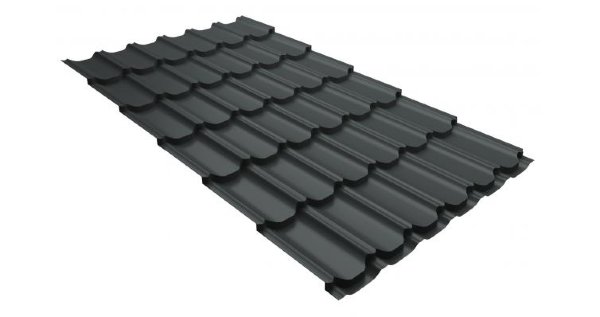 Металлочерепица квинта плюс 0,5 GreenCoat Pural RR 23 темно-серый (RAL 7024 мокрый асфальт) купить в Владимире