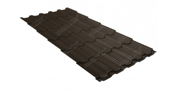Металлочерепица квинта плюс 0,5 GreenCoat Pural Matt RR 32 темно-коричневый (RAL 8019 серо-коричневый) купить в Владимире